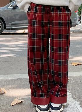 【格外洋气】女童加绒格子裤2024冬新款儿童休闲裤直筒裤JX86129