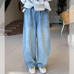 儿童休闲阔腿裤 百搭牛仔老爹裤 JX86117 新款 西西家女童2025春季
