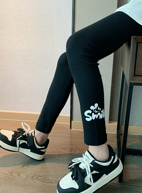 西西家2025秋儿童时尚字母打底裤洋气百搭宝宝休闲裤子