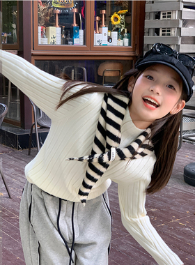 【满分】西西家女童2025秋冬新款百搭打底毛衣儿童保暖上衣JX2203