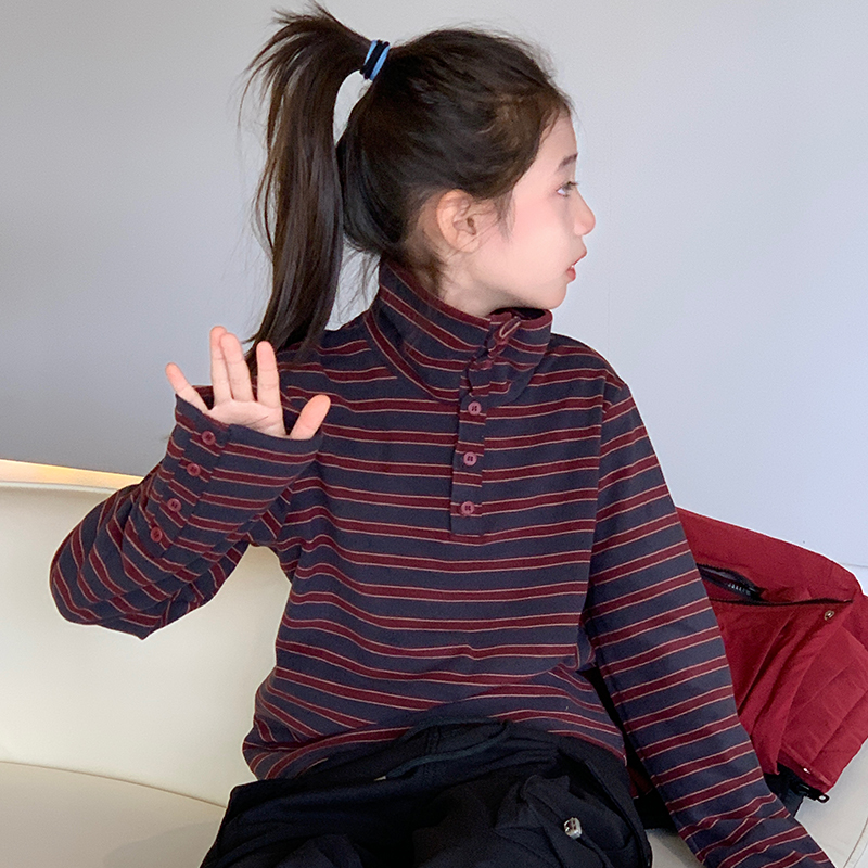 西西家女童2025秋冬款条纹打底衫