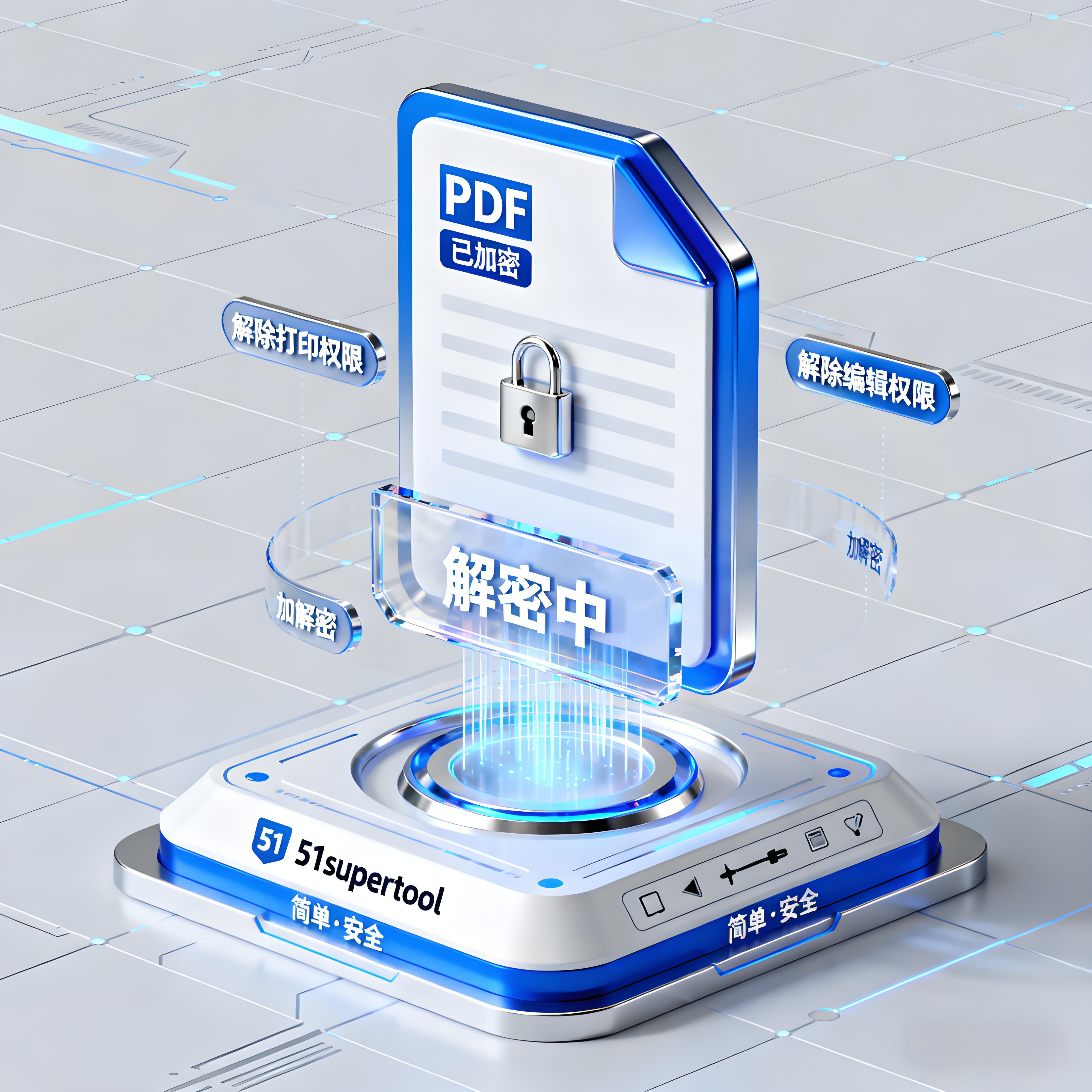 51supertool pdf解密软件 解除打印编辑等权限 加解密 简单 安全