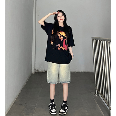 大赖旋律风车Anniehall方少潮牌男装美式直筒五分短裤