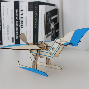 简单3D手工木制拼装模型立体飞机水上机航空拼图儿童益智积木玩具