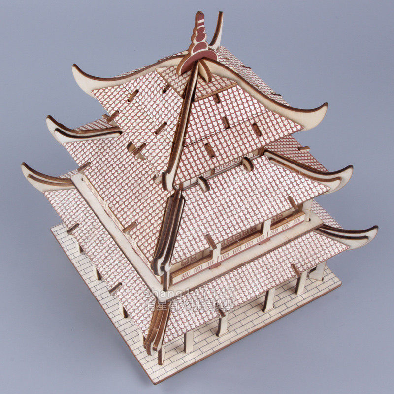 8-10세 소년을 위한 고대 중국의 유명한 건축 모델 목조 3D 퍼즐 손으로 조립한 장난감을 조립하세요