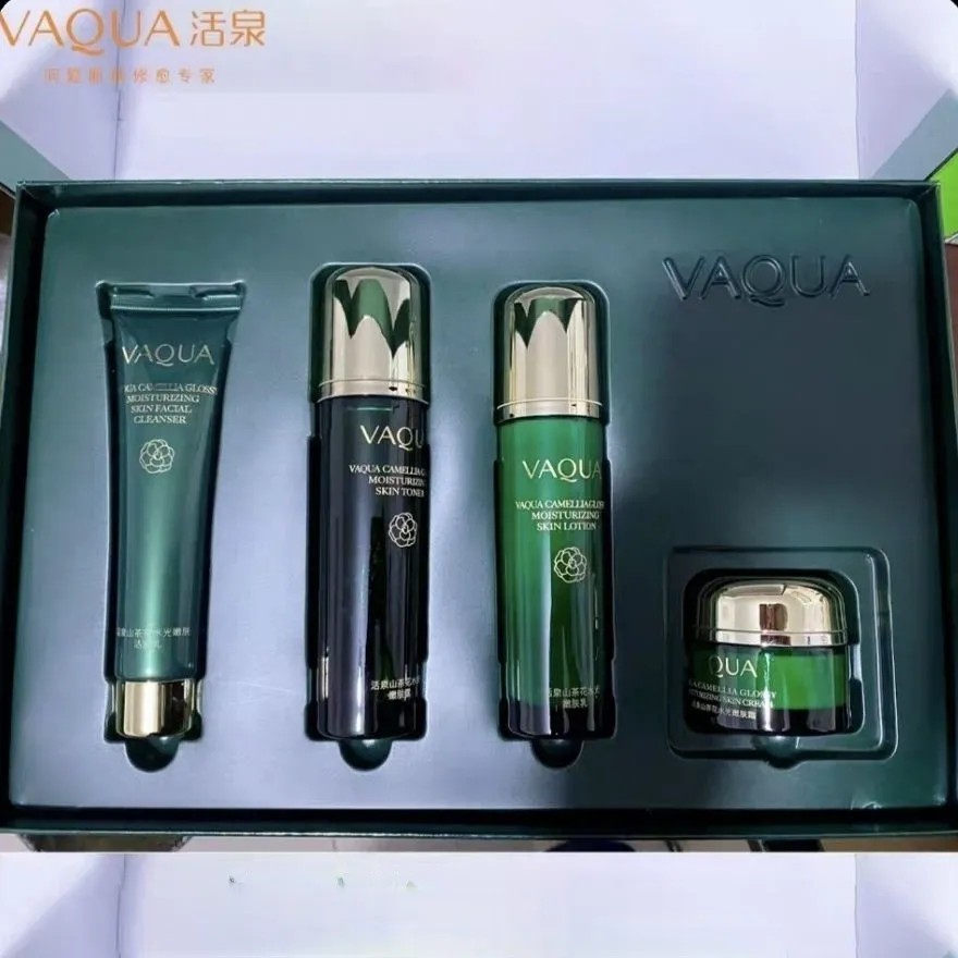 活泉(VAQUA)山茶花水光嫩肤系列四件套正品补水保湿护肤