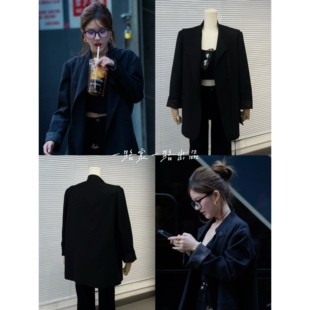 现货赵露思许我耀眼许妍同款 小众设计炸街小外套2024早秋 黑色西装