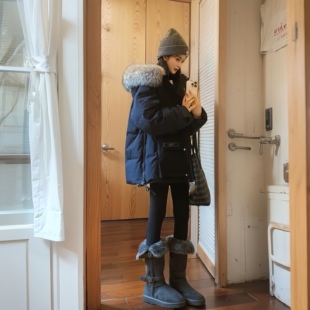 羽绒服外套冬装 现货一路出品超好看大毛领连帽工装 派克服加厚长款