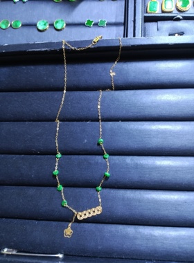 18K金配天然缅甸料翡翠A货仙女链，实物更好看