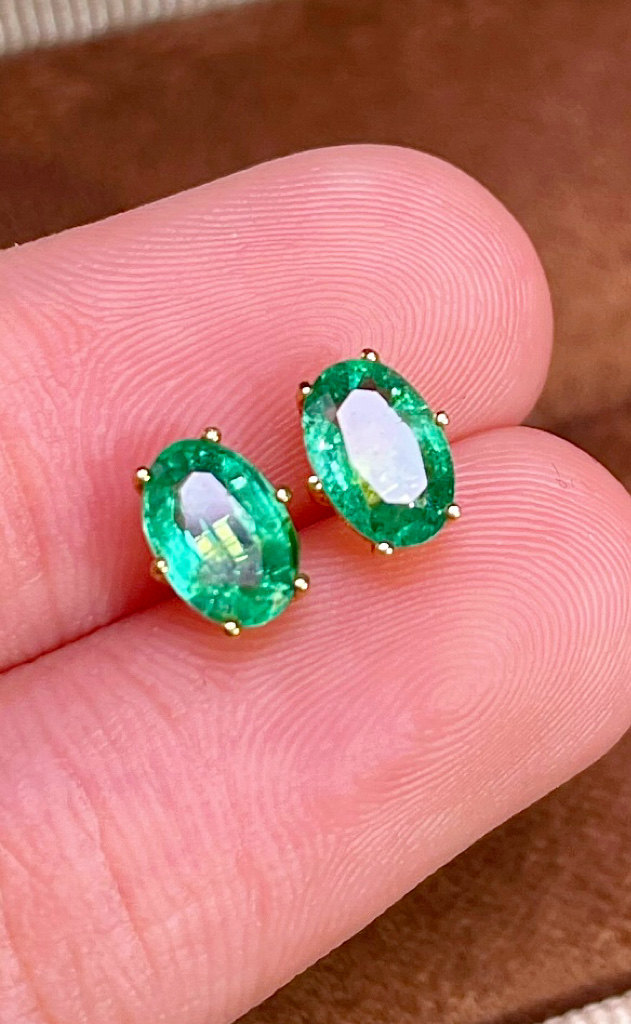 18K金镶嵌90分玻璃体祖母绿耳钉,珠宝/钻石/翡翠,耳饰,淘宝优惠券,粉丝福利购,淘宝优惠卷