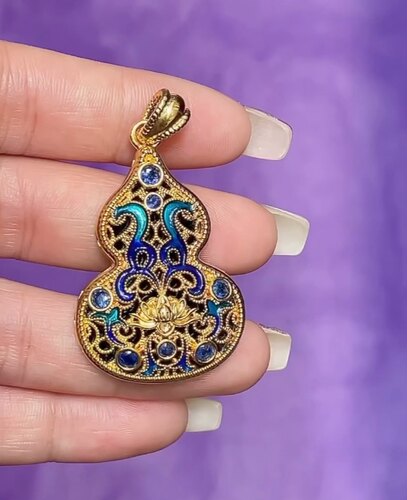 18k金天然蓝宝石吊坠