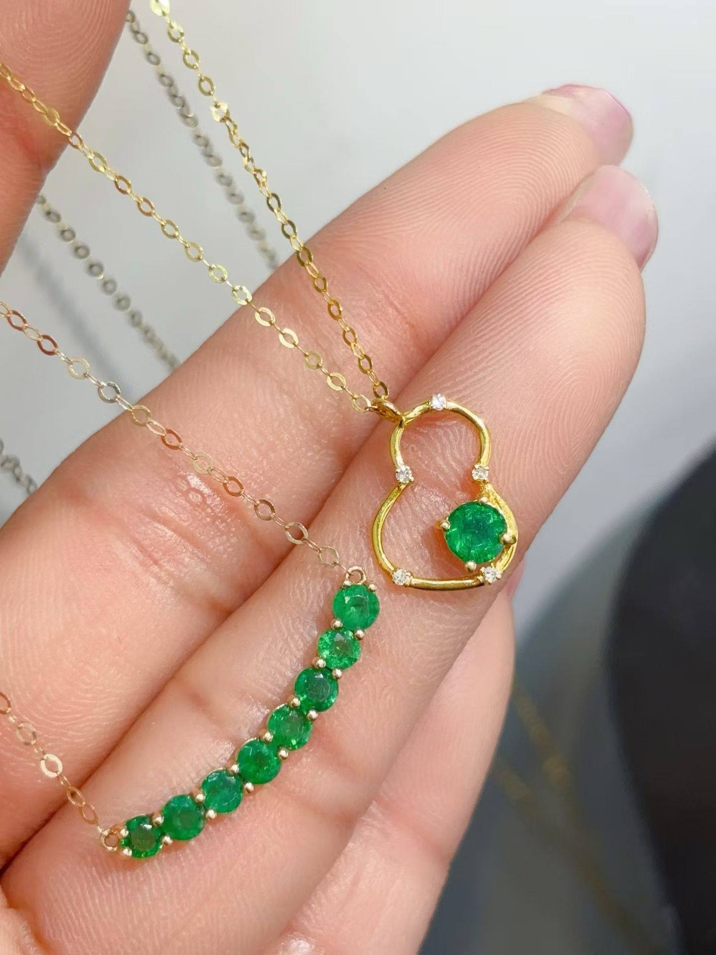 18k金钻石镶嵌天然祖母绿项链，附权威证书，支持复检,珠宝/钻石/翡翠,颈饰,淘宝优惠券,粉丝福利购,淘宝优惠卷