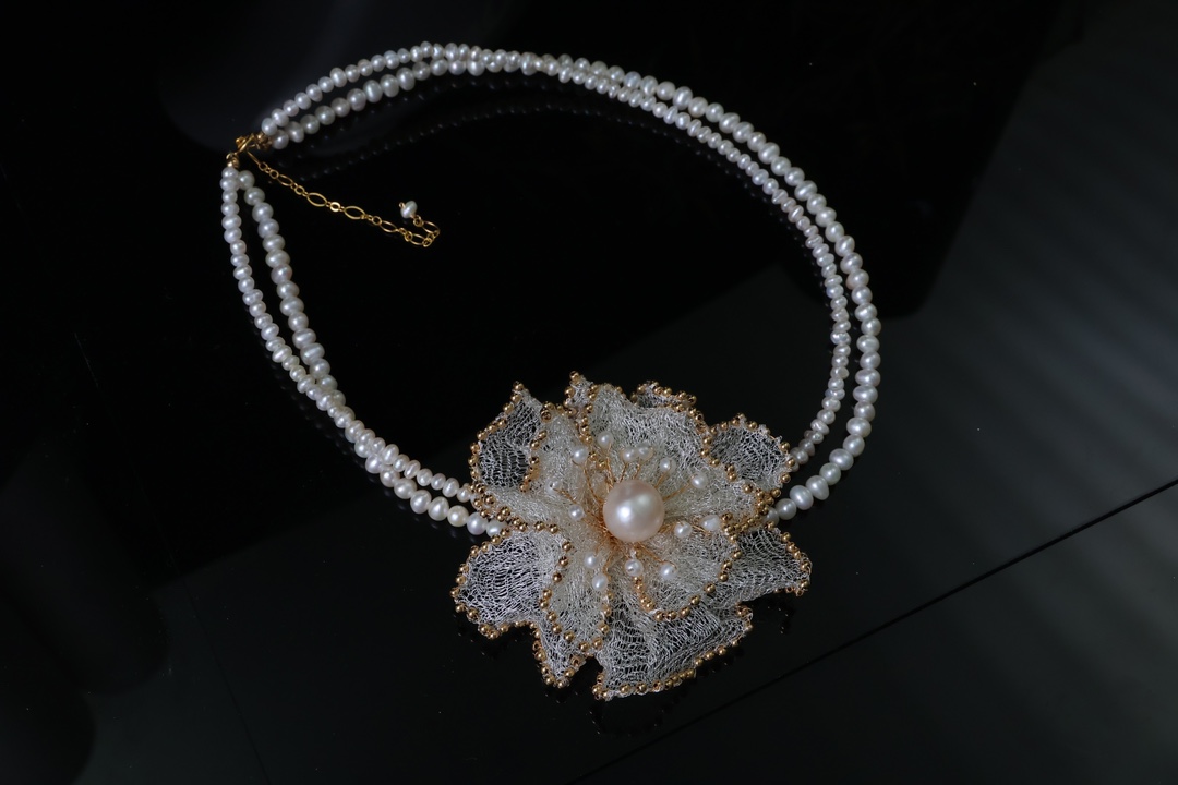 天然淡水珍珠，纯手工制作项圈，手链