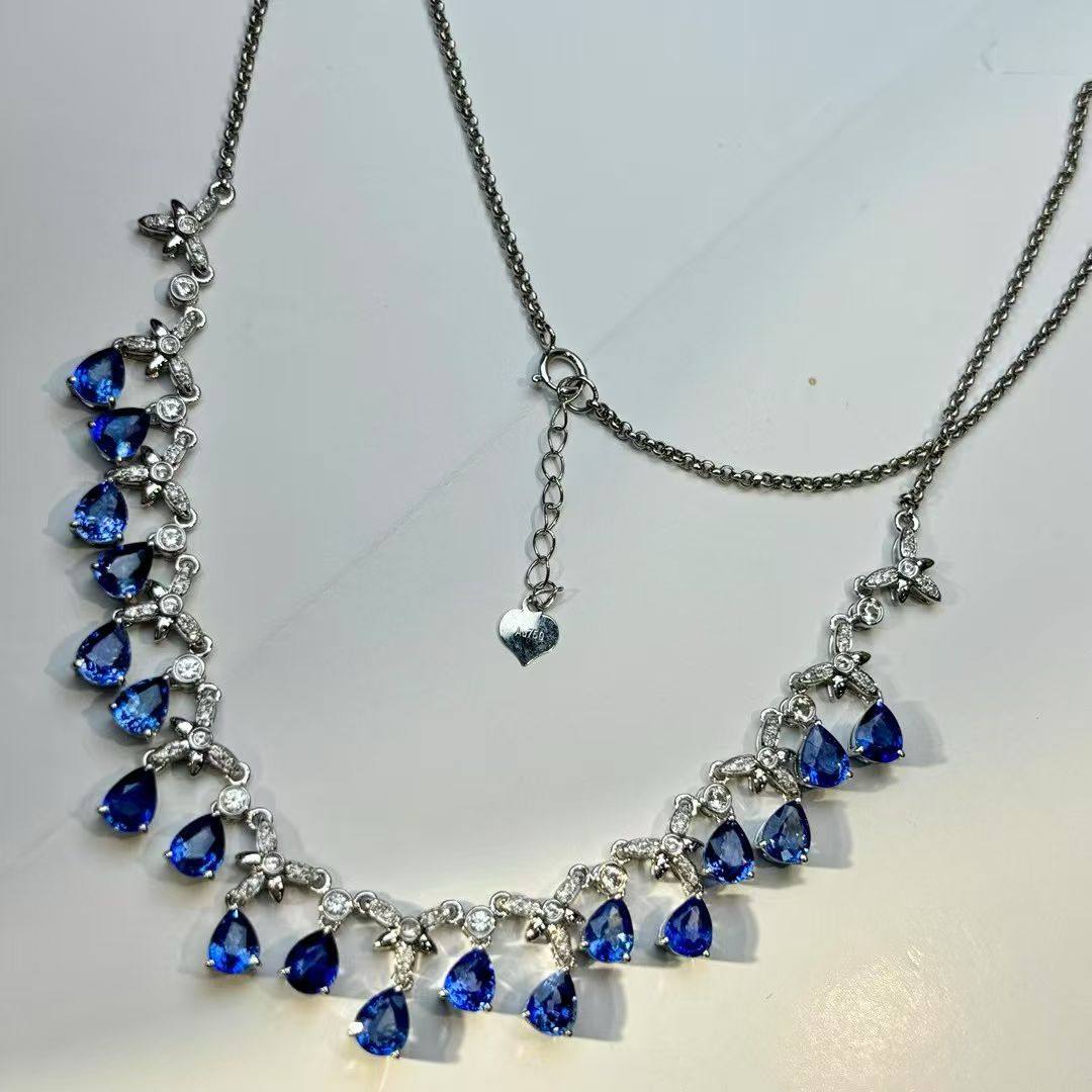 18k钻石蓝宝石项链 主石16克拉 钻石0.30ct，总重9.48克,珠宝/钻石/翡翠,颈饰,淘宝优惠券,粉丝福利购,淘宝优惠卷