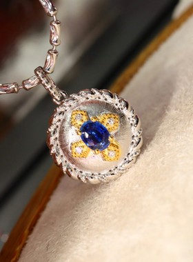 PT950铂金蓝宝石吊坠金重2.132g，主石0.34ct，钻石0.024ct