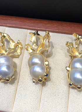 金鱼超大颗粒双胞胎金珠，通体纯银，胸针/吊坠两用，附权威证书