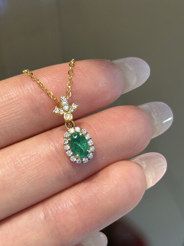 18K金祖母绿吊坠，主石：0.47ct 钻石：0.193ct 重量：2.85g