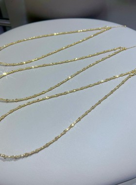 天鹅颈项链10-11mm极强光浓金 无瑕G18k金小金球总长度40cm尾链