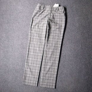 1663-对格好做工外贸日本原单大码中腰修身气质休闲小直筒长裤
