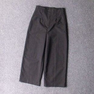 3205-仿双宫丝高腰粗直筒笔挺显高小码八分裤 腰围64