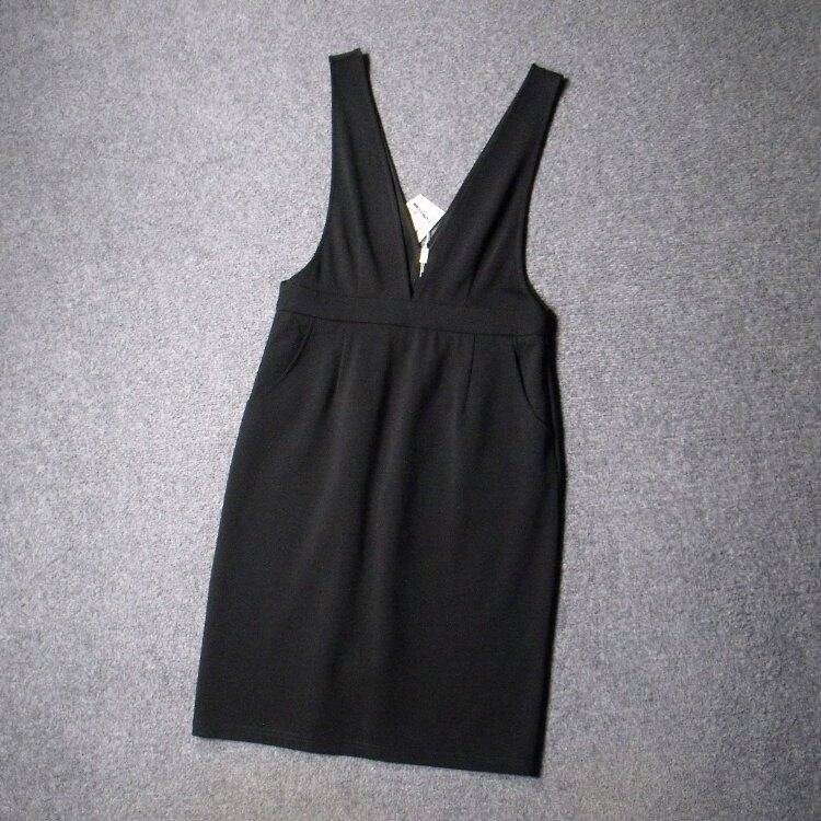 1262-好做工 垂顺笔挺一体式背带裙秋春修身显瘦中长款气质连衣裙