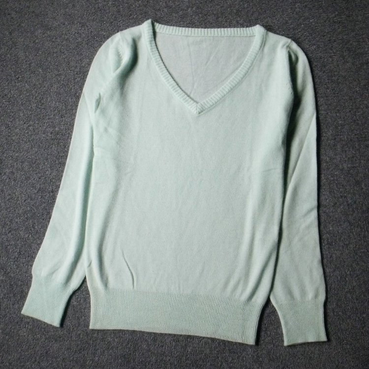 5428-特 100%纯羊绒 百搭长袖V领针织毛衣羊毛衫 柔软保暖亲肤
