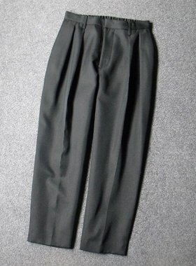 3959-纯源 外贸日本原单松紧高腰粗筒弯刀笔挺气质休闲裤 腰72-86