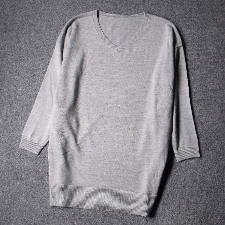 5230-柔软高弹力V领外贸日单好做工秋春落肩九分袖毛衣针织衫