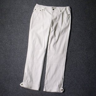 1175-夏季精梳棉质 外贸德国大码好做工百搭休闲八分裤厚实白裤子