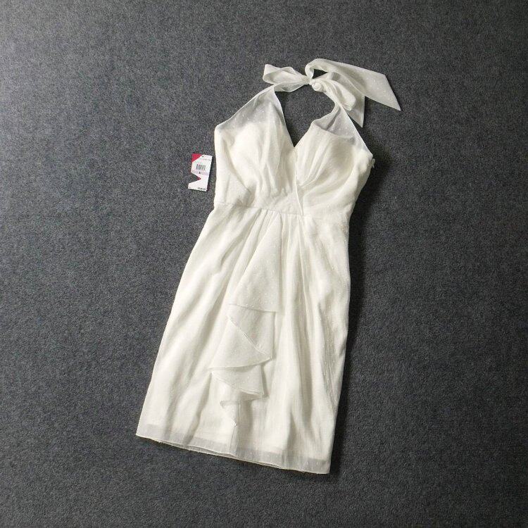 6100-外贸美国源单带罩杯鱼骨立裁烂花显瘦挂脖礼服连衣裙