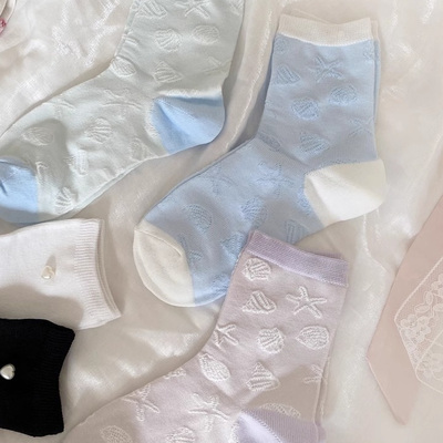 日单软乖短袜复古lolita镂空贝壳洛丽塔软妹少女日系甜美纯棉袜子