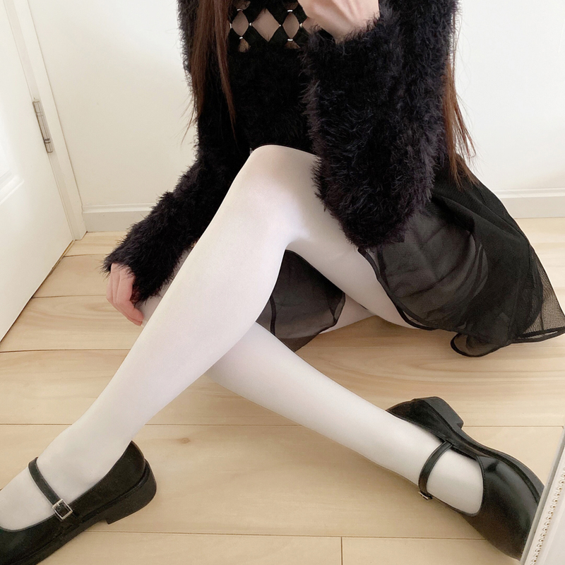 纯白色奶油色厚丝袜80D连裤袜女