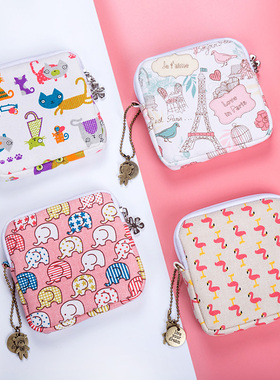 韩国可爱卫生巾收纳包 拉链大容量姨妈巾包m巾卫生棉包收纳袋