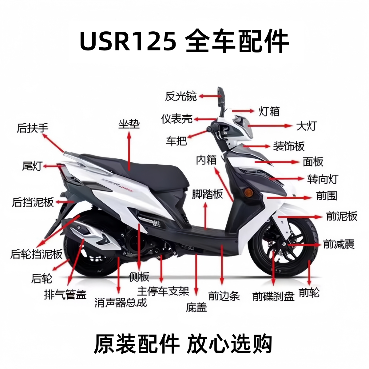 豪爵USR125头罩面板前围外壳