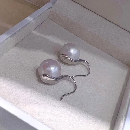 S925纯银耳钉空托圆扁珠