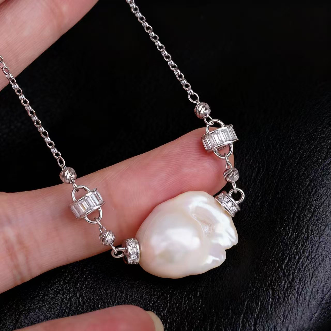 S925纯银套链空托DIY配件