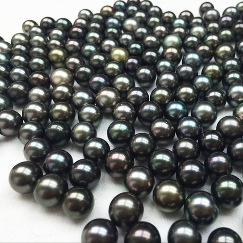 DIY定制 正品天然色海水黑珍珠裸珠 散珠 单珠正圆强光