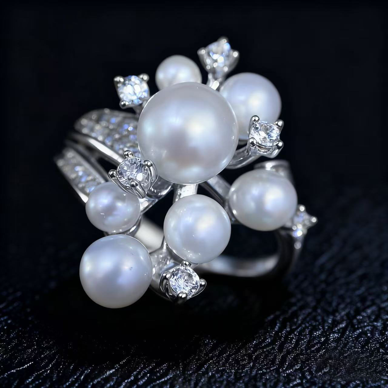 S925纯银戒指空托多珠版银饰托