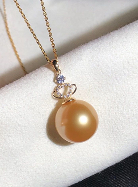 DIY珍珠配件 S925纯银吊坠空托镀金 K金款项链坠 配8-11mm圆椭珠