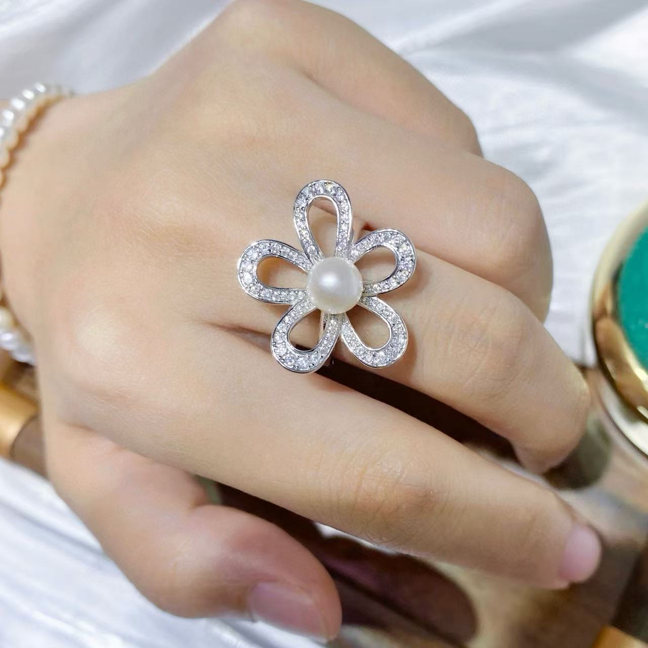 S925纯银戒指空托金色银色厚版