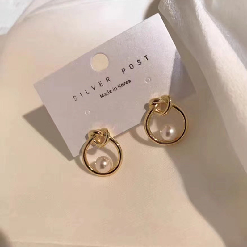 diy纯银时尚款风耳坠珍珠