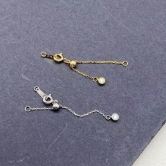 DIY珍珠配件 S925 纯银单排项链手链扣头配件 金色银色延长活动扣