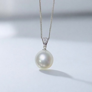 配9 DIY珍珠配件 金色银色项链坠女 纯银吊坠空托 13mm圆巴 S925