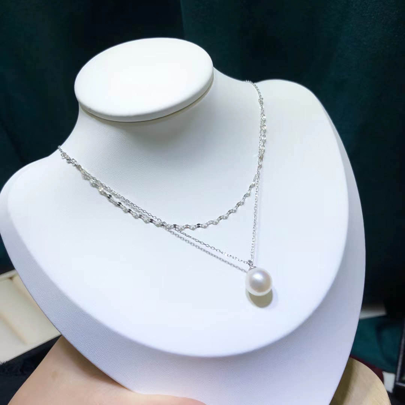 0纯银套链空托珍珠DIY
