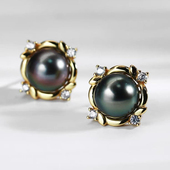 S925 纯银耳钉空托 金色银色银饰耳环 DIY珍珠配件 配10 11mm圆扁