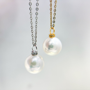 DIY珍珠配件 S925 纯银吊坠空托 金色银色项链坠 配9-13mm圆巴珠