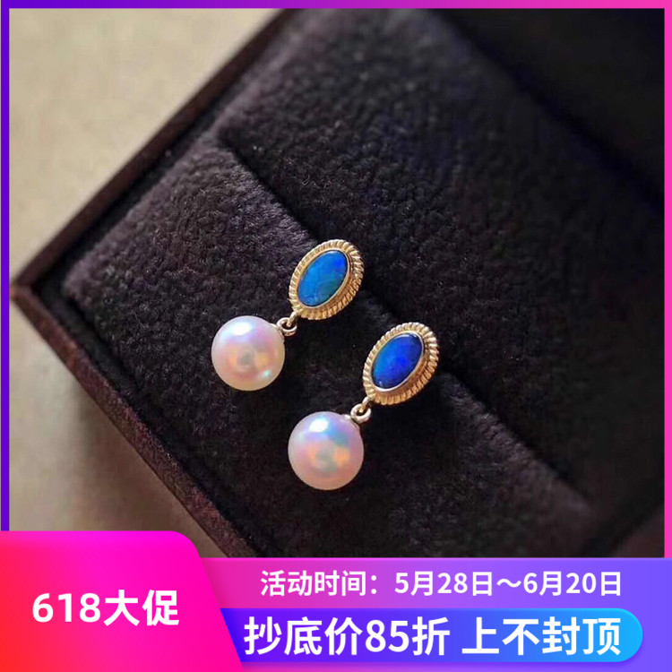 diy纯银耳钉欧泊珍珠