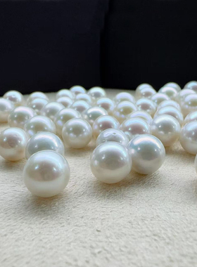正品正圆微瑕 爱迪生珍珠 天然色 淡水裸珠 白色 9-10mm 半孔颗粒
