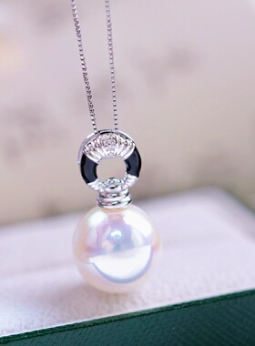 DIY珍珠配件 S925 纯银吊坠空托 金色银色项链坠 配10-15mm圆巴珠