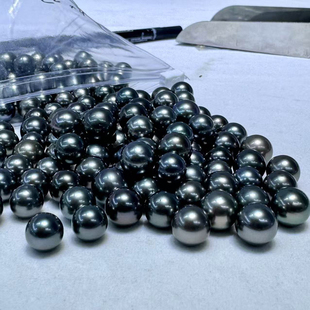 大溪地黑珠 裸珠 9-12mm油光珠 正圆强光 DIY定制吊坠 耳钉 戒指